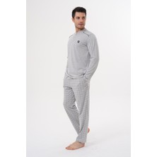 Mecit 2982 Gri Büyük Beden Uzun Kollu Erkek Pijama Takımı