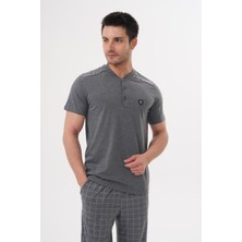 Mecit 2980 Füme Büyük Beden 3 Parça Erkek Şortlu Pijama Takımı