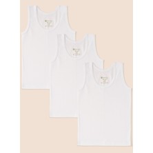 Natuline Kız Çocuk Organik Pamuklu Ribana Kroşatalı Atlet 3'lü Paket Düz Desenli Rahat Kullanım