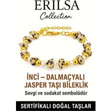 Sertifikalı Inci ve Dalmaçyalı Bıldırcın Jasper Taşı Bileklik – Enerji ve Denge