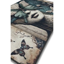 The Reef Design  Kelebek ve Kadın Yüzü Figürlü Halı Modern Desnli Oturma Odası Halısı