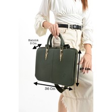 Westpolo Vegan Deri Laptop, Evrak Kadın Çantası - Haki