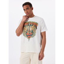 Superdry Bisiklet Yaka Beyaz Erkek T-Shirt M1012125A-U4Y_BIKER Rock Graphıc Lo