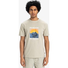 EQYZT08004 Feel The Outsıde Ss Tee Gri Bisiklet Yaka Normal Kalıp Baskılı Erkek T-Shirt