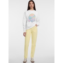 Guess Jeans Baskılı Beyaz Kadın Sweatshırt Gj Cn Os Sunset Prın - Mıd Organıc