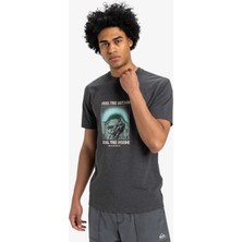 EQYZT08004 Feel The Outsıde Ss Tee Antrasit Bisiklet Yaka Normal Kalıp Baskılı Erkek T-Shirt