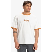 EQYZT08019 Tıcket To The Beach Rın Beyaz Bisiklet Yaka Oversized Baskılı Erkek T-Shirt