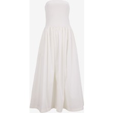 Vero Moda Straplez Yaka Beyaz Uzun Kadın Elbise Vmane Bandeau 7/8 Dress Jrs Ga