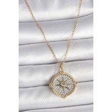 Gold Renk Zirkon Taşlı Pusula Model Kadın Kolye -  EBJ250510W33757