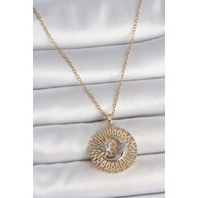 Gold Renk Mix Renk Ay Güneş Model Kadın Kolye -  EBJ250510W33759