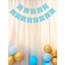 Happy Bırthday Mavi Altın Yazı