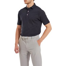 Footjoy Stretch Lisle Nokta Baskı Polo Yaka Lacivert Golf T-Shirt 81675
