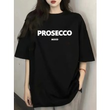 Gıronda Baskılı Oversize Bisiklet Yaka T-Shirt - Siyah