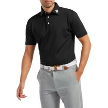Footjoy Stretch Pique Solid Polo Yaka Siyah Golf T-Shirt 91822