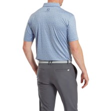 Footjoy Çiçek Baskılı Polo Yaka Golf T-Shirt Mavi 81618