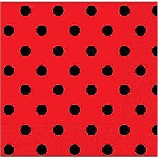 Parti Adresi Puantiyeli Peçete Kırmızı Siyah 20'Li