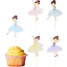 Parti Adresi Balerin Temalı Kürdan Figürlü Pasta Süsü Cupcake Kürdanı 10'lu