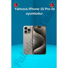 Paladyum Case Apple iPhone 15 Pro Uyumlu Ince Magsafe Çizgili Metal Kamera Çerçeve Standlı Gri Kılıf