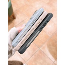 Paladyum Case Apple iPhone 15 Pro Uyumlu Ince Magsafe Çizgili Metal Kamera Çerçeve Standlı Gri Kılıf