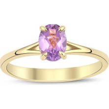 Ametist Oval Tektaş Yüzük