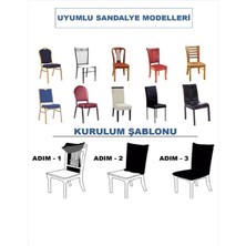Bambu Sandalye Kılıfı Yıkanabilir Likralı Esnek Lastikli Sandalye Örtüsü 6'lı