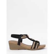 Guja 25Y145-4 Kadın Dolgu Topuk Sandalet Siyah