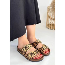 Tanta Leopar Süet Tokalı Terlik