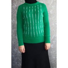 Önü Boncuklu Triko Kazak