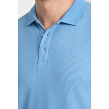 Frappoli 2862 Boston Erkek Mavi Regular Fit %100 Pamuk Esneyen Kumaş Polo Yaka T-Shirt