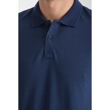 Frappoli 2739 Arven Erkek Indigo %100 Pamuk Pike Kumaş Slim Fit Polo Yaka Tişört