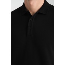 Frappoli 2861 Monza Erkek Siyah Regular Fit %100 Pamuk Waffle Polo Yaka T-Shirt