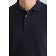 Frappoli 2861 Monza Erkek Lacivert Regular Fit %100 Pamuk Waffle Polo Yaka T-Shirt