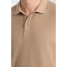 Frappoli 2862 Boston Erkek Bej Regular Fit %100 Pamuk Esneyen Kumaş Polo Yaka T-Shirt