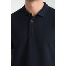 Frappoli 2862 Boston Erkek Lacivert Regular Fit %100 Pamuk Esneyen Kumaş Polo Yaka T-Shirt