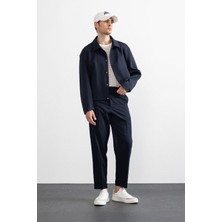 Antioch Lacivert Gizli Düğme Mevsimlik Relax Fit Erkek Mont