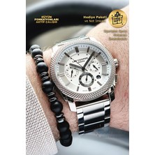 Lee Cooper Orijinal Lee Cooper Beyaz Kadran Gümüş Çelik Kordon Fonksiyonlu Takvimli Erkek Kol Saati