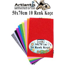 Artlantis Keçe 50X70 cm 10 Renk 1 Paket 2.0 mm Renkli Hobi Keçesi Elişi Keçe Kumaşı Anasınıfı Kreş Okul Öncesi El Sanatları