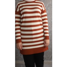 Çizgili Triko Tunik Kahve