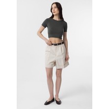Antioch Haki Crop Kadın T-Shirt