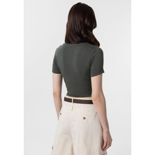 Antioch Haki Crop Kadın T-Shirt