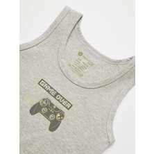 Erkek Çocuk Organik Pamuklu Likralı Atlet Game Over 2'li Paket