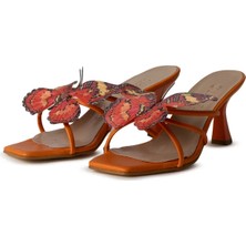 Letafia Natali Turuncu  Kelebek Detaylı Terlik