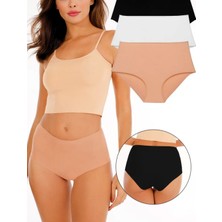Kadın Yüksek Bel Dikişsiz Lazer Kesim Külot (Beli Lastikli) 3'lü Set