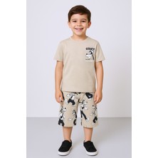 Erkek Çocuk Şortlu Takım Sırt Baskılı Bisiklet Yaka F14