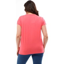 Kadın Büyük Beden V Yaka Basic Kısa Kollu T-Shirt %95 Pamuk %5 Likra Premium Kumaş