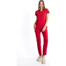 Uçak Medikal Koyu Kırmızı U-flex Likralı Cerrahi Takım