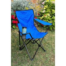 Kolçaklı Kamp Sandalyesi Mavi Taşıma Askısı 120 Kg Taşıma Kapasitesi 2 Yıl Garanti