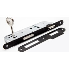 Lusso Siyah Kare Rozetli Oda Kapı Kolu ve 45X18MM Siyah Oda Gömme Kilit Set