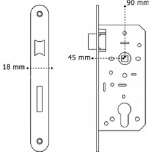 Lusso Siyah Kare Rozetli Oda Kapı Kolu ve 45X18MM Siyah Oda Gömme Kilit Set