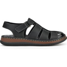Ziya, Erkek Hakiki Deri Sandalet 1511045ZS32 Siyah